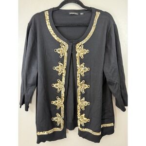 Michael Simon Plus Size Black 3/4 Sleeve Cardigan Eyelet Closures Size 2X